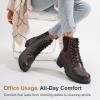 imageVepose Womens Ankle Boots Combat Lace up Booties with Inside ZipperDark Tan