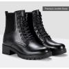 imageVepose Womens Ankle Boots Combat Lace up Booties with Inside ZipperLeather Black