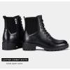 imageVepose Womens Ankle Boots Combat Lace up Booties with Inside ZipperLeather Black