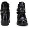 imageVepose Womens Ankle Boots Combat Lace up Booties with Inside ZipperLeather Moto Black