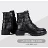imageVepose Womens Ankle Boots Combat Lace up Booties with Inside ZipperLeather Moto Black