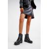 imageVepose Womens Ankle Boots Combat Lace up Booties with Inside ZipperLeather Moto Black