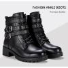 imageVepose Womens Ankle Boots Combat Lace up Booties with Inside ZipperLeather Moto Black