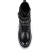 imageVepose Womens Ankle Boots Combat Lace up Booties with Inside ZipperLeather Moto Black
