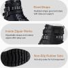 imageVepose Womens Ankle Boots Combat Lace up Booties with Inside ZipperMoto Black