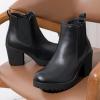imageVepose Womens Ankle Chunky Heeled Boots Platform Chelsea Retro Short 999 Booties with ZipperBlack