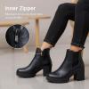 imageVepose Womens Ankle Chunky Heeled Boots Platform Chelsea Retro Short 999 Booties with ZipperBlack