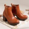 imageVepose Womens Ankle Chunky Heeled Boots Platform Chelsea Retro Short 999 Booties with ZipperBrown