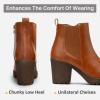 imageVepose Womens Ankle Chunky Heeled Boots Platform Chelsea Retro Short 999 Booties with ZipperBrown