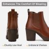imageVepose Womens Ankle Chunky Heeled Boots Platform Chelsea Retro Short 999 Booties with ZipperCognac