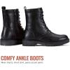 imageVepose Womens Combat Ankle Black Flat Boots Military Fashion 925 Booties Inner ZipperBlack