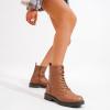imageVepose Womens Combat Ankle Black Flat Boots Military Fashion 925 Booties Inner ZipperBrown