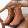 imageVepose Womens Combat Ankle Black Flat Boots Military Fashion 925 Booties Inner ZipperBrown