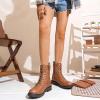 imageVepose Womens Combat Ankle Black Flat Boots Military Fashion 925 Booties Inner ZipperBrown
