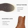 imageVepose Womens Combat Ankle Black Flat Boots Military Fashion 925 Booties Inner ZipperBrown