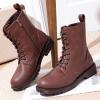 imageVepose Womens Combat Ankle Black Flat Boots Military Fashion 925 Booties Inner ZipperCognac