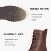 imageVepose Womens Combat Ankle Black Flat Boots Military Fashion 925 Booties Inner ZipperCognac