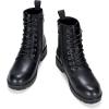 imageVepose Womens Combat Ankle Black Flat Boots Military Fashion 925 Booties Inner ZipperLeather Black