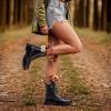 imageVepose Womens Combat Ankle Black Flat Boots Military Fashion 925 Booties Inner ZipperLeather Black