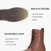imageVepose Womens Combat Ankle Black Flat Boots Military Fashion 925 Booties Inner ZipperMocha Brown