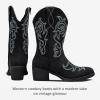 imageVepose Womens Cowboy Mid Calf Boots Cowgirl Western Embroidered Chunky Low Heel 9800 Boots with ZipperBlackmodern Cowboy