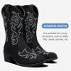 imageVepose Womens Cowboy Mid Calf Boots Cowgirl Western Embroidered Chunky Low Heel 9800 Boots with ZipperBlackmodern Cowboy