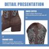 imageVepose Womens Cowboy Mid Calf Boots Cowgirl Western Embroidered Chunky Low Heel 9800 Boots with ZipperDark Brownmodern Cowboy
