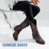 imageVepose Womens Cowboy Mid Calf Boots Cowgirl Western Embroidered Chunky Low Heel 9800 Boots with ZipperDark Brownmodern Cowboy