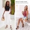 imageVepose Womens Wedge Sandals Platform Espadrilles Sandals Elasitc Ankle Strap Open Toe 881 Sandals with 35quot Inchs High Heel Summer ShoesBlackpu