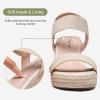 imageVepose Womens Wedge Sandals Platform Espadrilles Sandals Elasitc Ankle Strap Open Toe 881 Sandals with 35quot Inchs High Heel Summer ShoesNude
