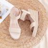 imageVepose Womens Wedge Sandals Platform Espadrilles Sandals Elasitc Ankle Strap Open Toe 881 Sandals with 35quot Inchs High Heel Summer ShoesNude