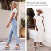 imageVepose Womens Wedge Sandals Platform Espadrilles Sandals Elasitc Ankle Strap Open Toe 881 Sandals with 35quot Inchs High Heel Summer ShoesWhite
