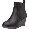 imageVepose Womens 9679 Low Wedge Boots Comfortable Ankle Booties with Inside ZipperWedge Ankle Boots9679 Brown
