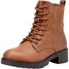 imageVepose Womens Ankle Boots Combat Lace up Booties with Inside ZipperBrown