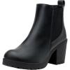 imageVepose Womens Ankle Chunky Heeled Boots Platform Chelsea Retro Short 999 Booties with ZipperBlack