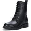 imageVepose Womens Combat Ankle Black Flat Boots Military Fashion 925 Booties Inner ZipperLeather Black