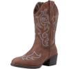 imageVepose Womens Cowboy Mid Calf Boots Cowgirl Western Embroidered Chunky Low Heel 9800 Boots with ZipperBrownmodern Cowboy