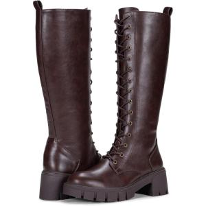imageVepose Womens 953 Lace Platform Combat Knee High Boots with Comfort Chunky HeelWhisky