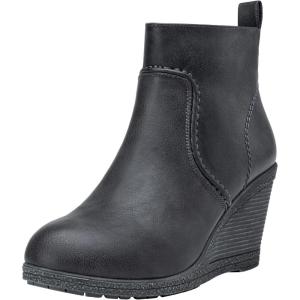 imageVepose Womens 9679 Low Wedge Boots Comfortable Ankle Booties with Inside ZipperWedge Ankle Boots9679grey