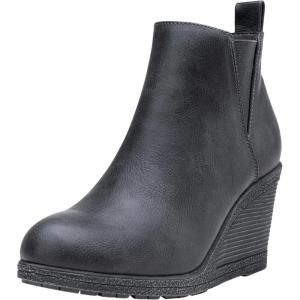 imageVepose Womens 9679 Low Wedge Boots Comfortable Ankle Booties with Inside ZipperWedge Chelsea9678grey