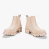 imageVepose Womens 9625 Chelsea Ankle Boots Chunky Low Heel Pullon Booties with Elastic and Lug SoleChelsea Booties9625beige