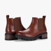 imageVepose Womens 9625 Chelsea Ankle Boots Chunky Low Heel Pullon Booties with Elastic and Lug SoleChelsea Boots9625cognac