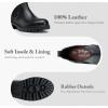 imageVepose Womens 9625 Chelsea Ankle Boots Chunky Low Heel Pullon Booties with Elastic and Lug SoleLeather Chelsea9625lblack