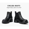 imageVepose Womens 9625 Chelsea Ankle Boots Chunky Low Heel Pullon Booties with Elastic and Lug SoleLeather Chelsea9625lblack