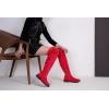 imageVepose Womens 998 Suede Over The Knee High Boots Low Flat Heel Thigh High Boots for WomenRedknee High998