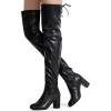 imageVepose Womens Aria Thigh High Over The Knee Boots Cute Suede Long Boots with High Heel and Inner ZipperBlack Pu