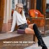 imageVepose Womens Aria Thigh High Over The Knee Boots Cute Suede Long Boots with High Heel and Inner ZipperBlack Suede