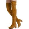 imageVepose Womens Aria Thigh High Over The Knee Boots Cute Suede Long Boots with High Heel and Inner ZipperKhaki