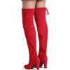 imageVepose Womens Aria Thigh High Over The Knee Boots Cute Suede Long Boots with High Heel and Inner ZipperLight Red Suede