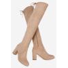 imageVepose Womens Aria Thigh High Over The Knee Boots Cute Suede Long Boots with High Heel and Inner ZipperSand